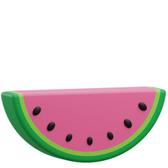 Slice of watermelon 3d illustration with transparent background