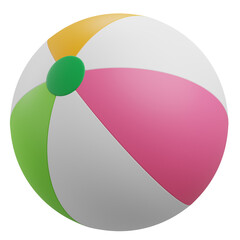 Beach ball 3d render illustration with transparent background