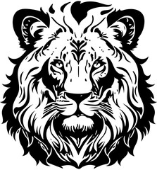 lion head vector | Lion face vector illustration | Lion Silhouette on isolated white background