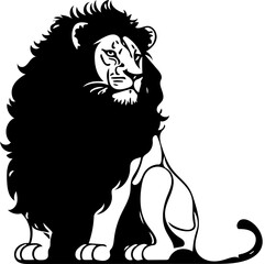 illustration of lion sitting | A big hair fur lion vector illustration | Lion Silhouette, Mascot
