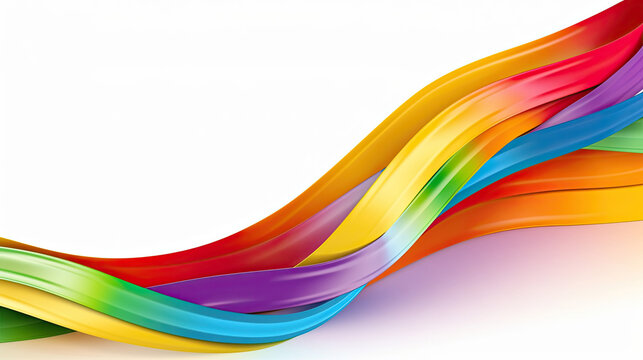 Colorful rainbow ribbon border design LGBT colour isolated on white background with Generative AI Technology © LightoLife