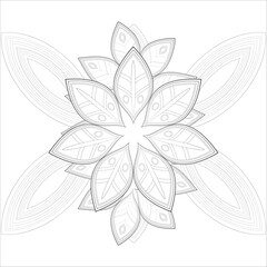 Colouring Page for Adult for Fun and Relaxation. Hand Drawn Sketch for Adult Anti Stress. Decorative Abstract Flowers in Black Isolated on White Background.-vector