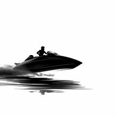 Naklejka premium Speed Boat Illustration Isolated White. Generative AI