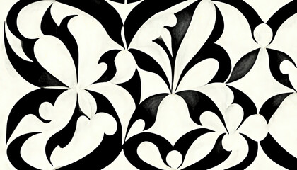Whimsical print abstract background. Intricate pattern. Black white celtic floral edge curve lines drawing decorative ornament art illustration.