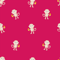 seamless pattern with monkey on blue background - vector illustration, eps