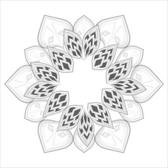 Colouring Page for Adult for Fun and Relaxation. Hand Drawn Sketch for Adult Anti Stress. Decorative Abstract Flowers in Black Isolated on White Background.-vector