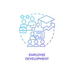 Employee development blue gradient concept icon. Professional growth. Team success. Education assistance. Human resource management abstract idea thin line illustration. Isolated outline drawing