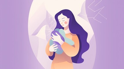  a woman holding a baby in her arms with a horse in the background.  generative ai