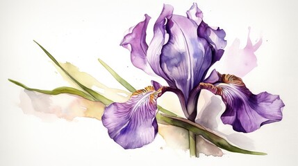 Fototapeta na wymiar a watercolor painting of a purple flower on a white background. generative ai