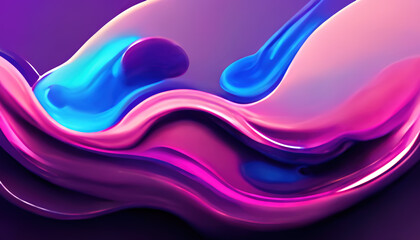 Fototapeta na wymiar Fluorescent background. Paint wave. Fluid flow. Neon purple pink blue color glowing glossy ink curve design art illustration background.