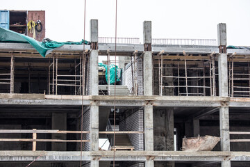 The walls of a multi-storey building under construction