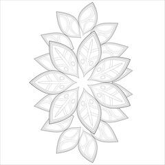 Colouring Page for Adult for Fun and Relaxation. Hand Drawn Sketch for Adult Anti Stress. Decorative Abstract Flowers in Black Isolated on White Background.-vector