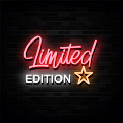 Limited Edition Neon Signs Vector. Design Template Neon Style
