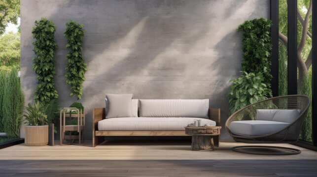 Loft Living Area Background. Contemporary Interior Design. Generative AI.