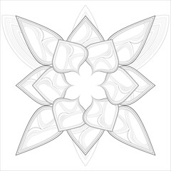 Colouring Page for Adult for Fun and Relaxation. Hand Drawn Sketch for Adult Anti Stress. Decorative Abstract Flowers in Black Isolated on White Background.-vector