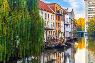Fototapeta premium View of historic city of downtown Ghent, cityscape of Belgium