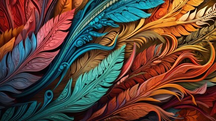 Fototapeta na wymiar a colorful background of feathers with different colors of feathers on it. generative ai