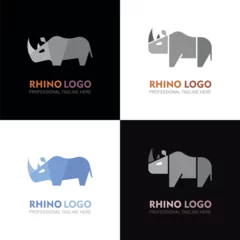Fotobehang 4 options af a Rhino vector logo design. ©  danjazzia
