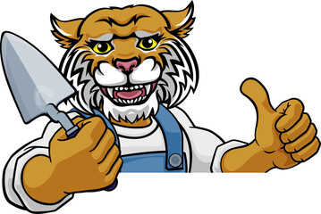 Wildcat Bricklayer Builder Holding Trowel Tool