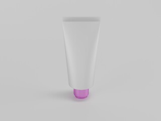 Cosmetic cream tube 3d illustration with white background 