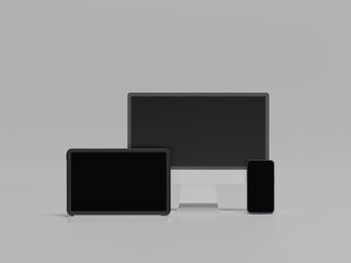 Website presentation mockup with multiple devices, white background 
