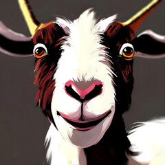goat looking portrait illustration closeup