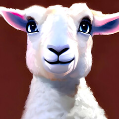 Lamb drawing portrait illustration closeup