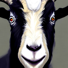 goat portrait illustration close up