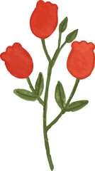Red budding rose flower . Watercolor painting .