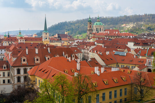 St Nicholas Church seen from Small Furstenberg Garden, Prague, Czechia