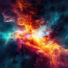 Majestic powerful a colourful fire illustration