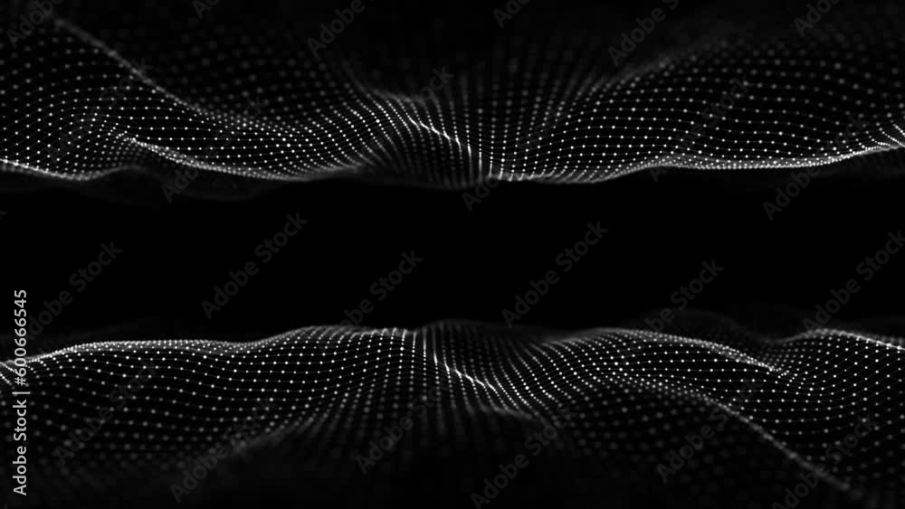 Poster 3d dynamic double digital wave. smart technology wave. flow digital structure. cyber technology back