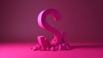 a pink number two with rocks in front of it on a pink background.  generative ai