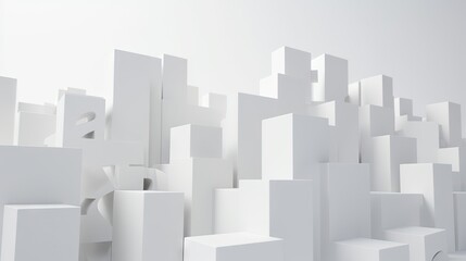  a large white sculpture with many white blocks on it's sides.  generative ai