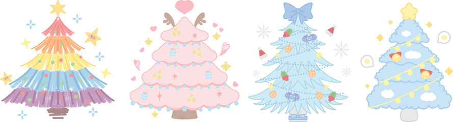 Set of Pastel color cute christmas tree easter candy vector