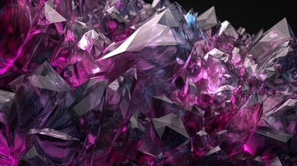  a very large pile of purple and silver objects on a black background.  generative ai