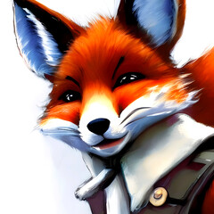 Fox in a suit close-up illustration
