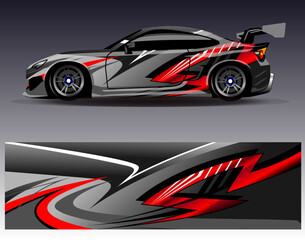 Car wrap design vector. Graphic abstract stripe racing background kit designs for wrap vehicle  race car  rally  adventure and livery