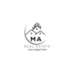 Initial letter MA real estate logo design template MA home or house letter logo