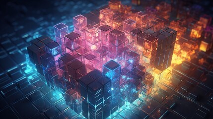  an abstract image of cubes in the middle of the image.  generative ai