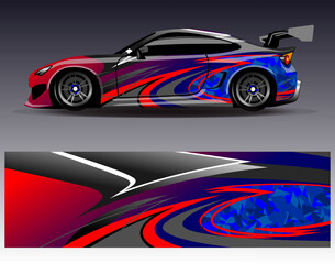 Car wrap design vector. Graphic abstract stripe racing background kit designs for wrap vehicle  race car  rally  adventure and livery