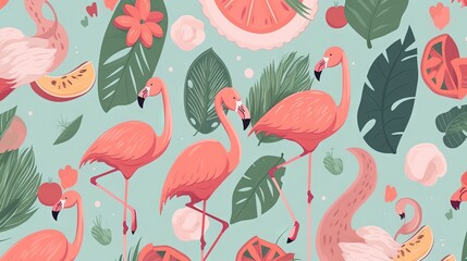  a group of pink flamingos standing next to each other.  generative ai