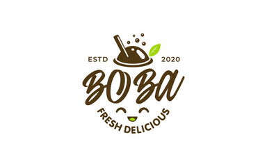 Illustration vector graphic of bubble tea drink concept logo design template on white background