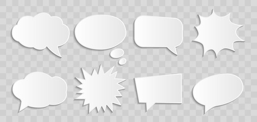Set speech bubble vector design isolated with realistic shadows