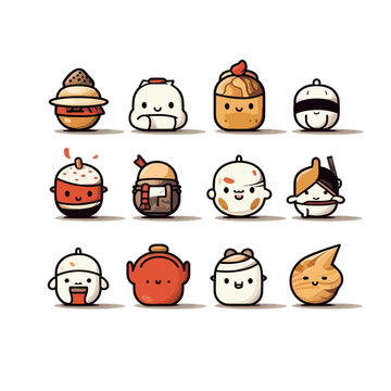 collection of cute cartoon food set 2