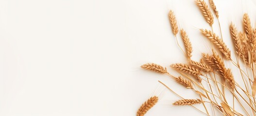 Fototapeta na wymiar close up wheat ears banner background, Generative Ai