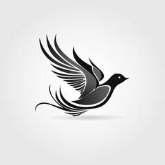 Flying bird dove logo. Beautiful dove vector logo