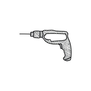 recommend clip art: Drill Mechanic Tool Line Art Creative Logo