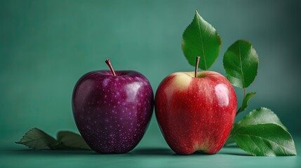  a couple of apples sitting next to each other on a table.  generative ai