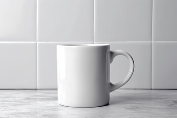 Obraz premium Coffee white ceramic mug, blank Mug MockUp, Coffee Cup 